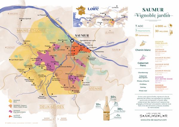 Carte du Vignoble Saumurois : Set de table A3