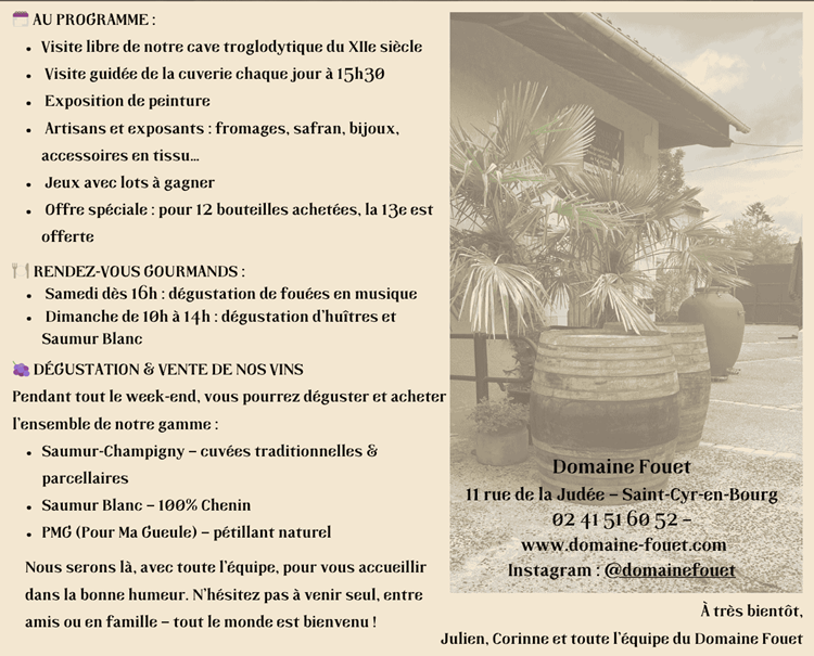 DOMAINE FOUET Portes Ouvertes Programme